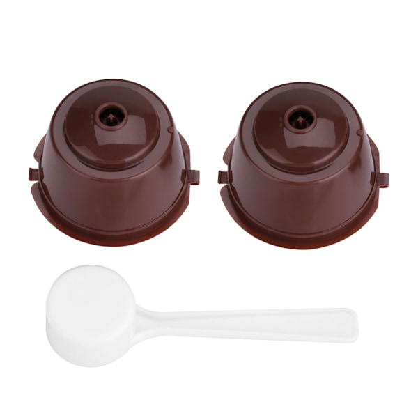 2-delt gjenbrukbar kaffekapsselfilter i PP av matkvalitet og 304 rustfritt stål (brun)