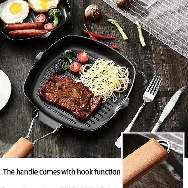 Multifunksjonell non-stick grillpanne Kjøkkenutstyr Kjøttstekepanner for effektiv tilberedning av biff og bacon - L Diameter 28cm