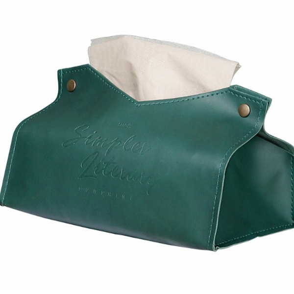 Læder Tissue Box, Home Soveværelse Stue Bil Papir Box (Mørkegrøn) GroupM