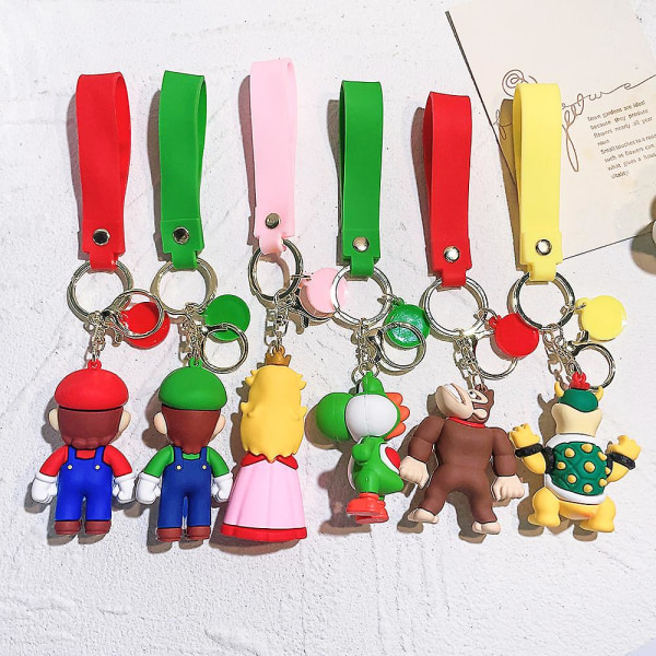 30 stilarter Super Mario nøglering Mario Bros Luigi Toad Yoshi Bowser Action Figur Model Pvc tegneserietaske Dukke Vedhæng Legetøj Gaver Høj kvalitet KC3465