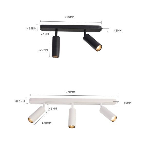 Justerbare takspotter, svart spot-taklys med GU10-sokkel, moderne spotlightrampe og spotlightskinner, hvit