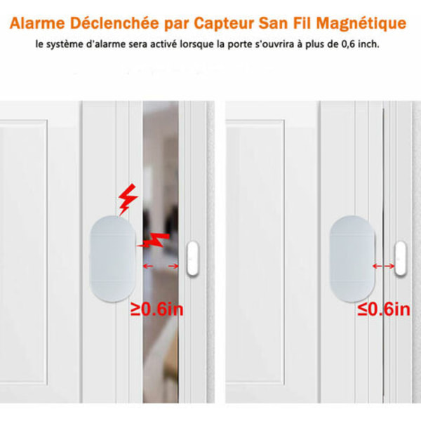 Ovi- ja ikkunahälytin, langattomat ovi- ja ikkunaanturit kaukosäätimellä ja paristoilla, magneettinen varkaudenesto murtovarkain A