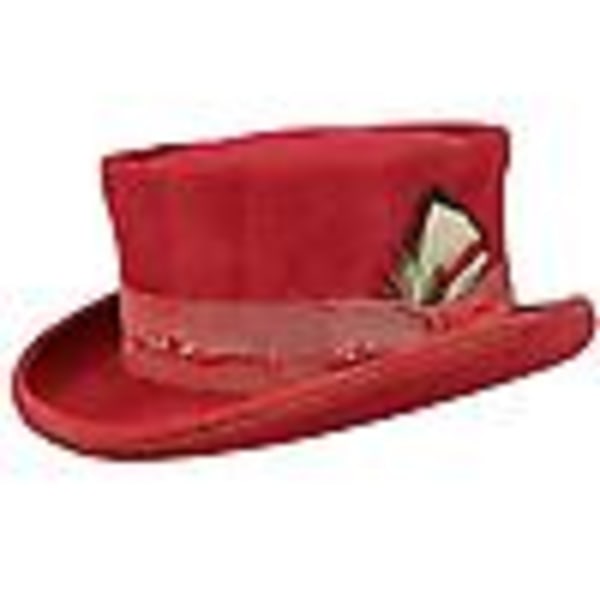 Mid Crown Red Top Hat Unisex Hat Steam Punk Hattu sylinteri Villa Huopa Top (punainen)