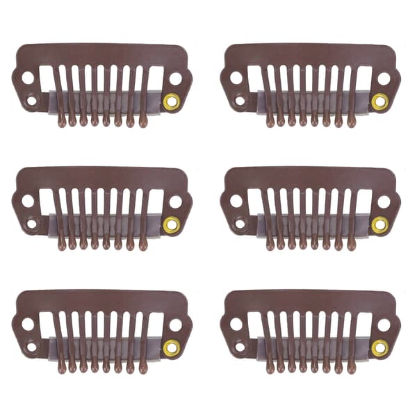 50 stk. 8 Tips 8 Tænder Snap Hårklemmer Rustfrit Stål Gummi Grip Hår Extensions Parykker Brun