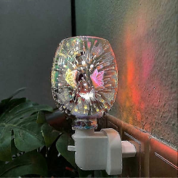 Elektrisk plug-in LED aromadiffuserlampe voks smelter oljebrenner - EU-plugg sølv