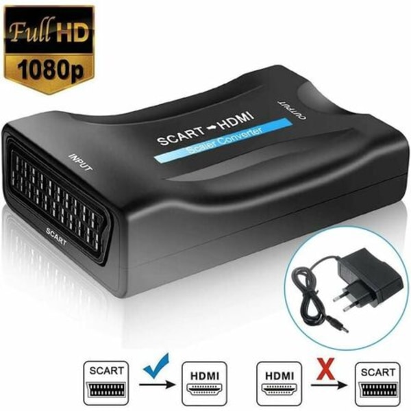CCTV-kabel og adapter Scart til HDMI-konverter, Scart til HDMI-videokonverter 1080P/720P Kompatibel med HDTV STB VHS Xb