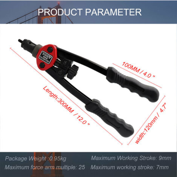 Spaknittång riveteus BT-605, set med 140 nitmuttrar M3-M10