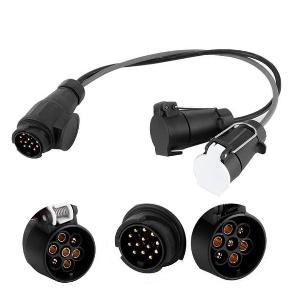 13 til 7-benet N S Trailer Konverter Adapter Ledning Campingvogn Stikprop