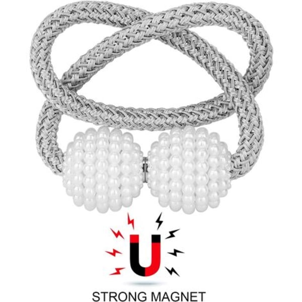 2 magneettisen verhonauhan set pienille, ohuille tai läpinäkyville verhoille Takaisinpäin verhot: harmaa.