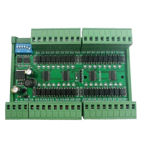 32Ch PNP Isolerad Digital Ingång RS485 Modbus Rtu Controller DC 12V 24V PLC Switch Kvantitetsförvärvskort (med fodral) Grön