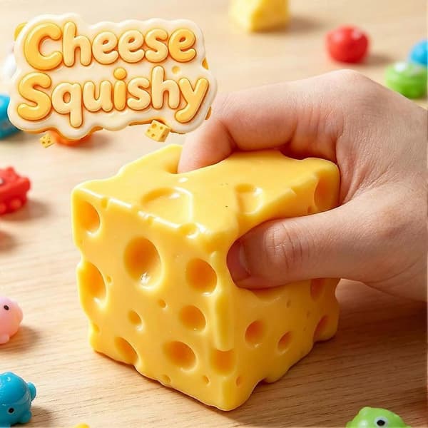Ost Squishy Stressaflastning Original Sensorisk Mad Squishy Stressaflastning Fidget Legetøj Stressbolde til Voksne (2 STK)