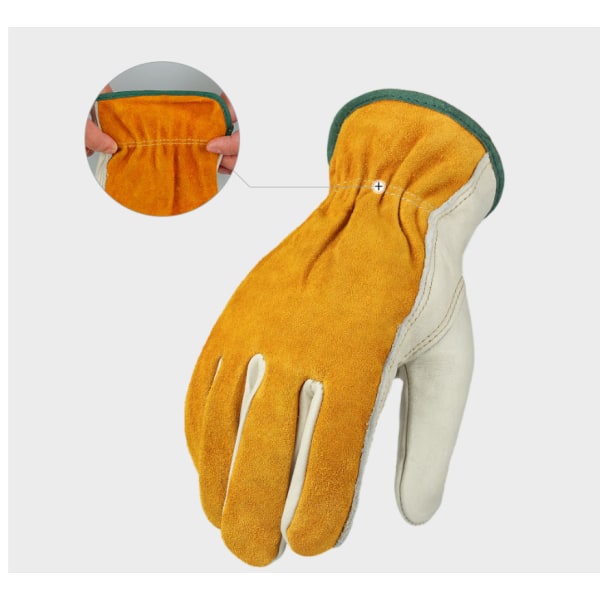 Leder-Gartenhandschuhe, Gartenarbeitshandschuhe, Arbeitsversicherung, schnitt- und verschleißfest (Aprikoosi L)