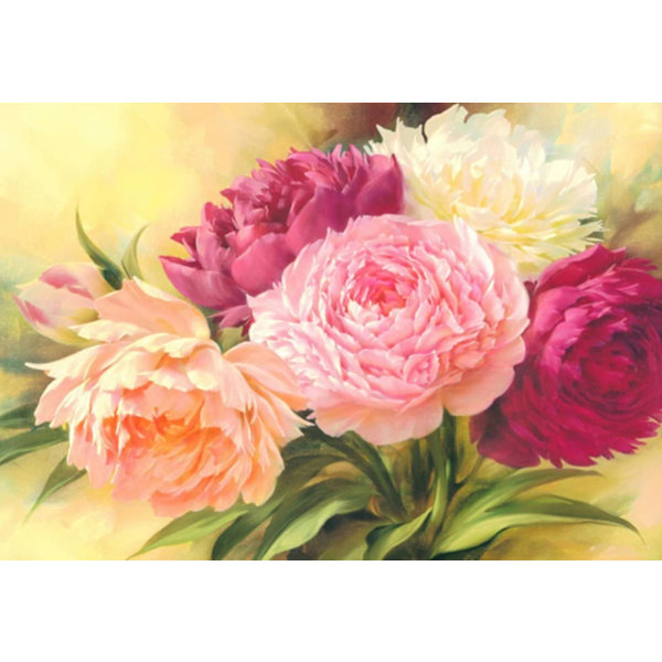 Gör-det-själv 5d Diamond Painting By Numbers Kit, Diamond Art Full Drill Full Drill Pion Blommor Strassbroderi Korsstygn Supply Konst Hantverk Canvas Wa