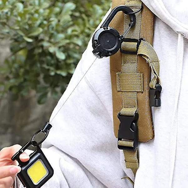 Infällbar fjädervajer Taktisk nyckelring Kraftig karbinhake Nyckelringar för utomhuscamping, fiske, jakt Black 2 pcs