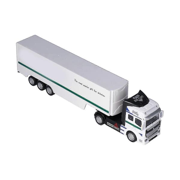 1:48 Semi Pull Back Container Alloy Model Transportbil Legetøj til 3 år (Hvid lastbilskab)