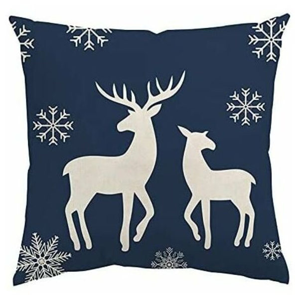 Sett med 4 juleputetrekk, Letter Fawn Snowflake Tree putetrekk, 18 x 18 tommer ferieputetrekk dekorativt