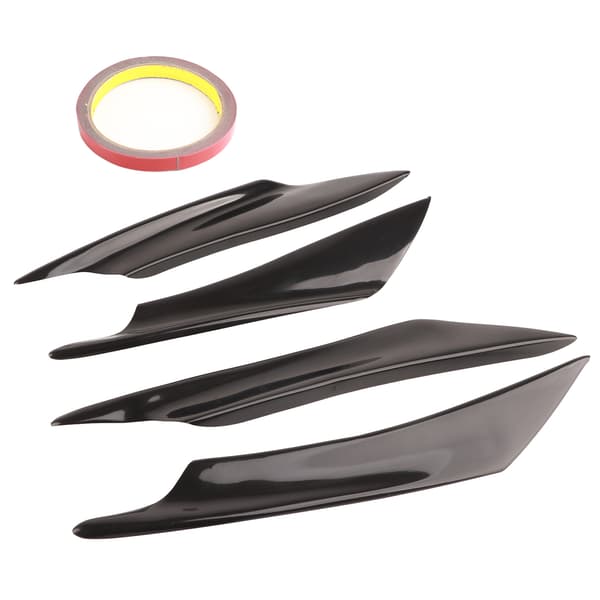 4 stk. universell svart bilkarosserispoiler, frontfangerleppe, splitterfinner, trim