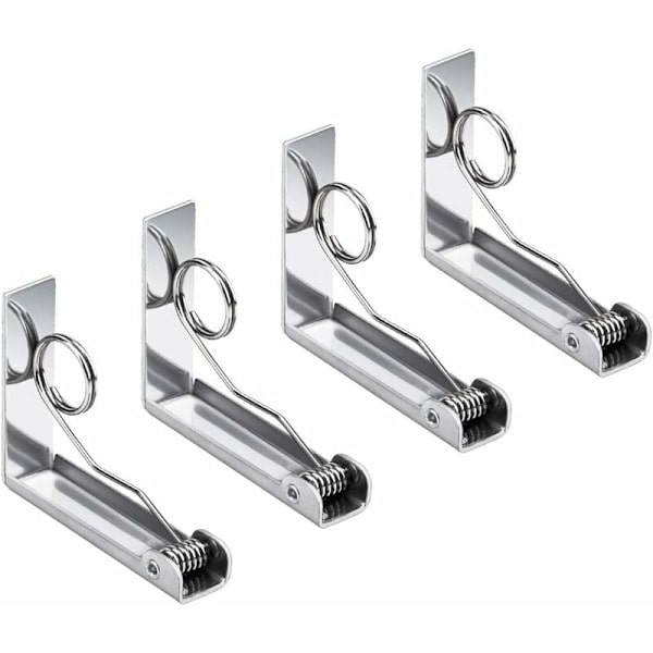 Holdbar sølv dug i rustfrit stål fjederclips til dug bordtykkelse mindre end 2,4" 4 pakke，