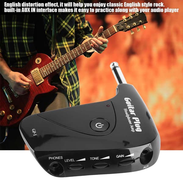 Mini Portabel Gitarrhörlursförstärkare med Klassisk Brittisk Distorsionseffekt