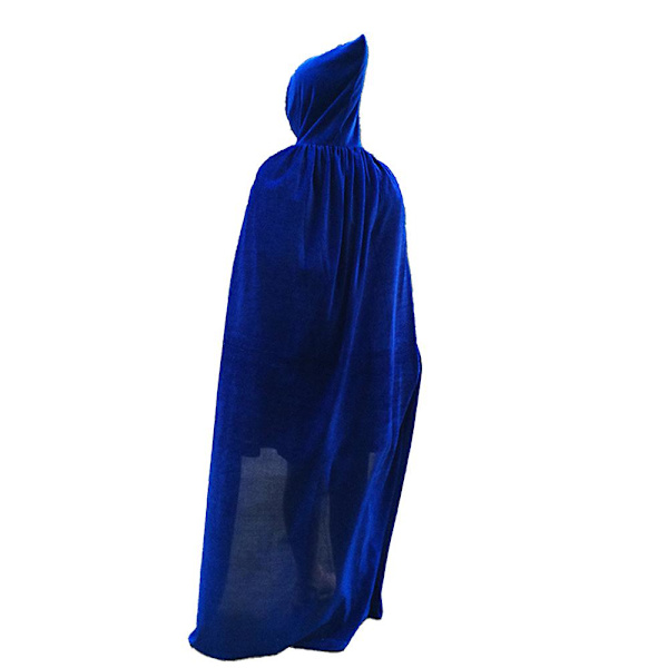 Hupullinen manteli Unisex mantel med huva Halloween heinäkuu manteli Vampyr Häxa Cape Kostym Blå