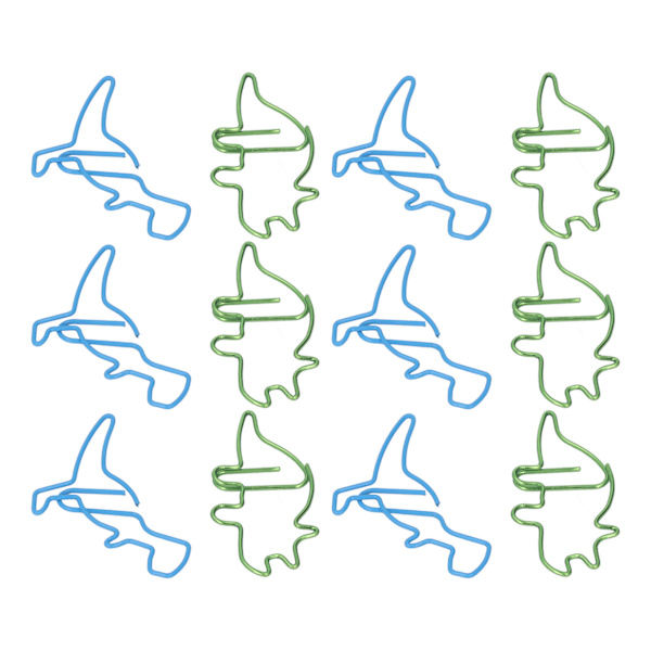 100 stk. formede papirclips i flodhest- og dinosaurdesign - søde og lette metalclips til kontordokumenter