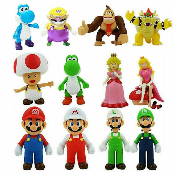 5&#39;&#39; Super Mario Bros Yoshi Toad Princess Peach Wario figurlegetøjsspil D 5 inch Yoshi Red