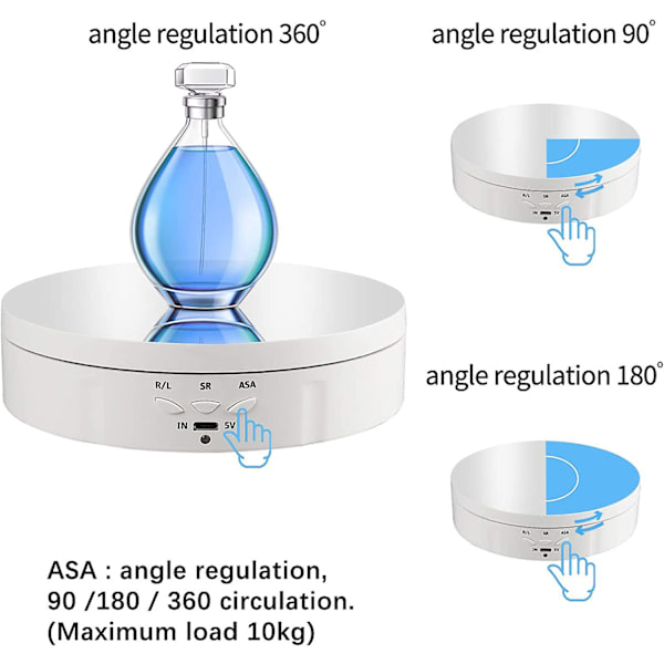 Motoriserat roterande displaystativ, 360 graders roterande displaystativ, 3 hastigheter, 3 visningsvinklar