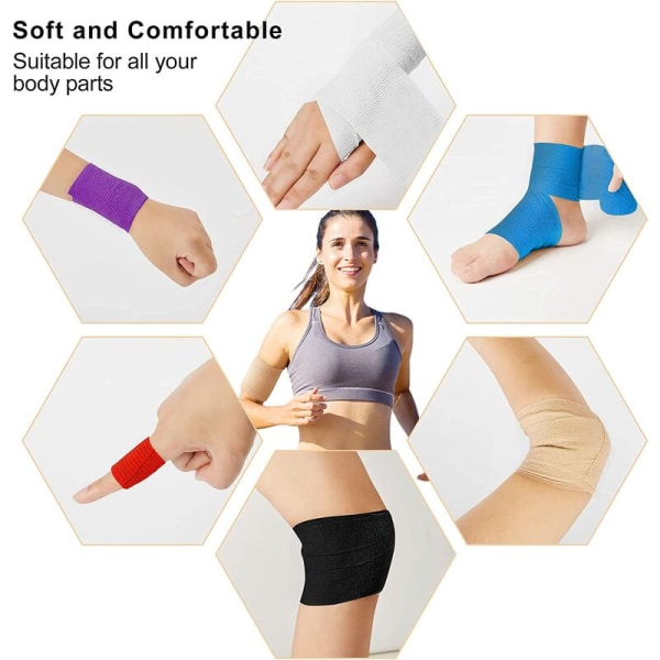 Non Woven Bandage Dyre selvklæbende bandage, elastisk selvklæbende bandage 7,5 cm x 4,5 m sort 12 ruller