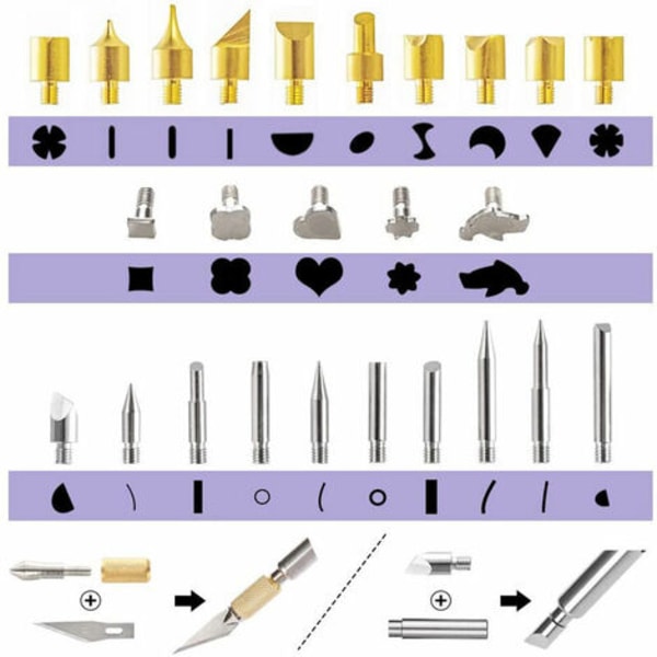 Wood Pyrography Kit， Etsing Tool Kit, 54 STS Wood Pyrography Kit 60W Justerbar temperatur for Pyrografi Lodding DIY