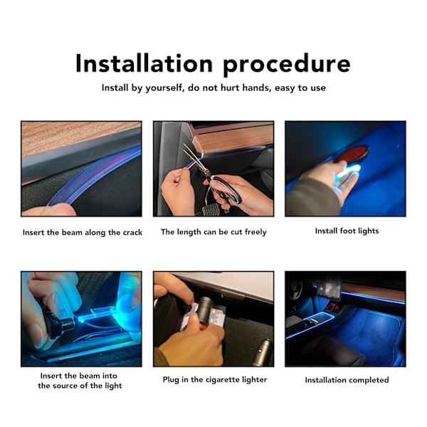 Bilinteriör LED Strip Lights App Control Glow String Ersättning för Tesla Model 3 Model Y