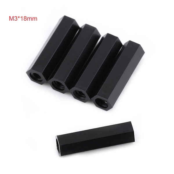M3x18 Sort Hex Standoff Spacer 100 stk.