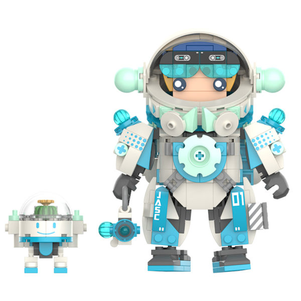 Barn rymdpussel montering leksak små partiklar astronaut byggblock gåva (9107X-Plant rymdteam [488st]),