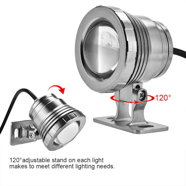 12V 5W RGB Vandtæt LED Spotlight Lampe til Akvarier, Pools og Haver - Sølvfinish Under Vand