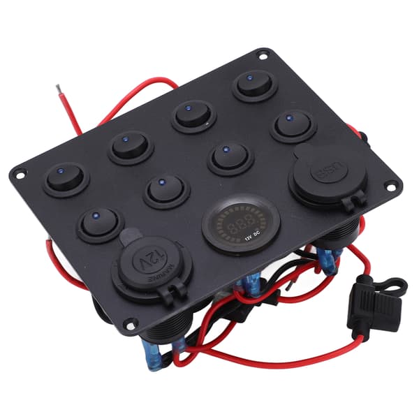 Billader 8-posisjonsbryter Dobbel USB 2.1A LED-display Høy effekt RV-uttak