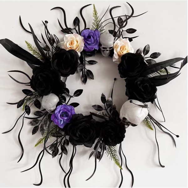 Simulaatio Musta höyhen Ruususeppele Halloween-koristeet Juhlajärjestelyt Luuranko Rottinkinen ympyrä seinäripustin