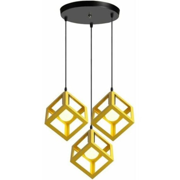 Vintage stil geometrisk lysekrone anheng lysarmatur Metall kubeformet taklampe for soverom, stue