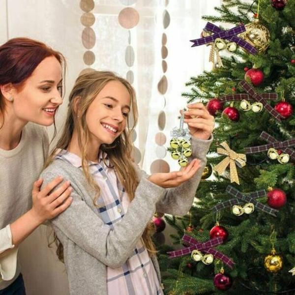 Cisea 100 stykker dekorative metalklokker Klokker Håndværk, DIY-klokker til krans, sommerhus og juledekoration, guld