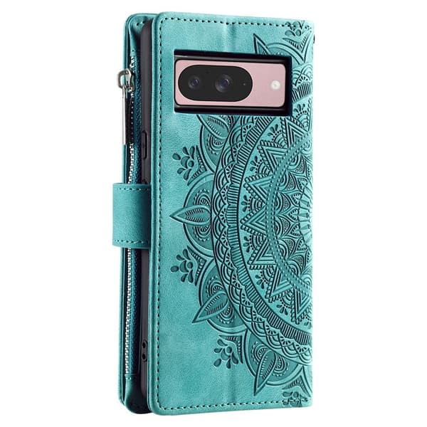 For Google Pixel 10 Pro / 10 / 9 Pro / 9 Lommebok Deksel Shell Mandala Blomstermønster Green green