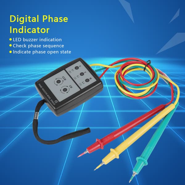 Digital fase rotationsindikator 60V til 600V AC