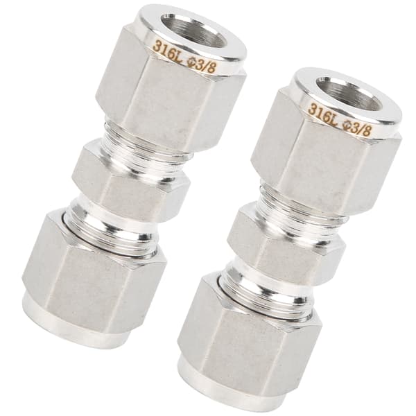 316 Rustfritt Stål Dobbel Ferrule Røradapter for Rør 2-pakning 3/8 Tommer