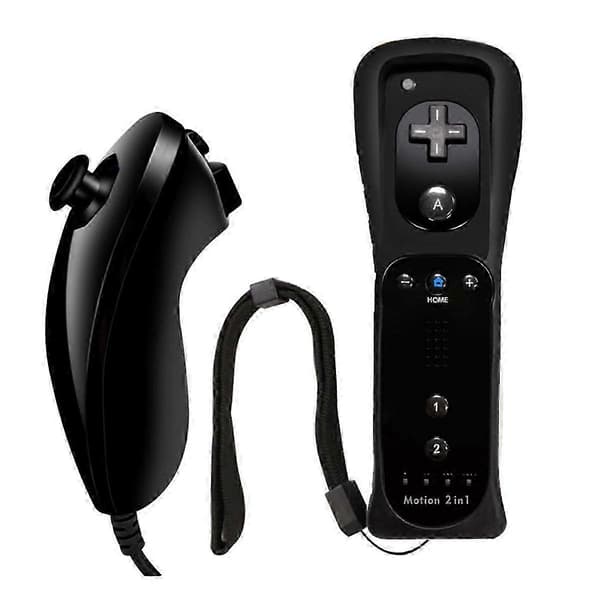 Ny Bluetooth-gamepad for U-konsoll med Motion Plus, avansert Nunchuck og komfortabel håndleddsremfjernkontroll Black