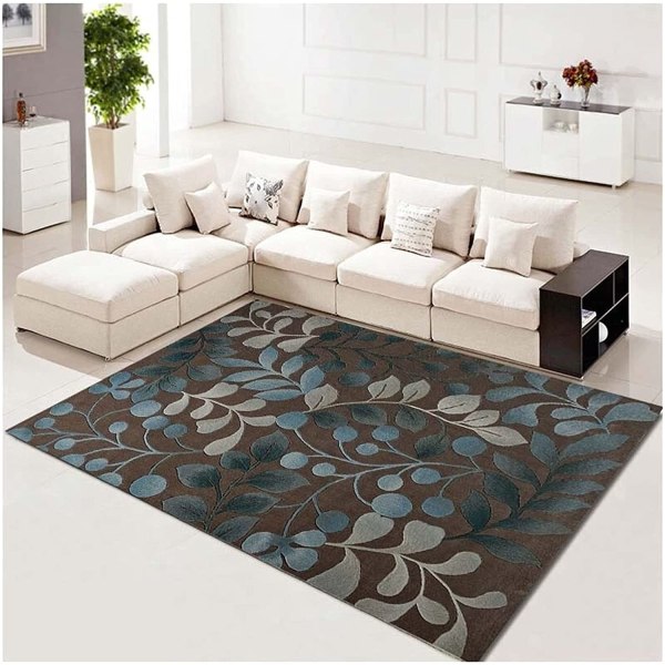 Nordic Abstract Floral Art Teppe, Sklisikker gulvmatte for stue, soverom, fasjonabelt kjøkkenteppe, gulvmatte (brun, 40*60),