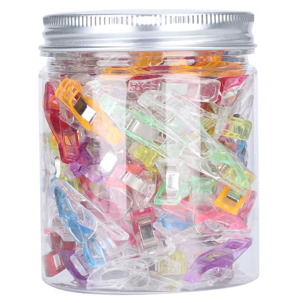 100 stk. farverige plastikclips til oplægning af syhåndværk