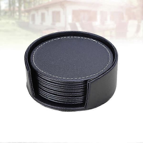 PU Dækkeserviet Coaster til Tallerken Sort Rund Varmeisolering