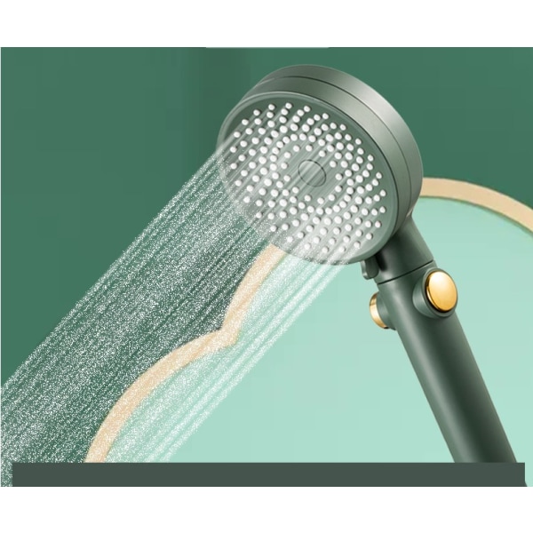 Dusch, tryckduschhuvud, badrumsdusch för hushållsbruk, 3-växlad vattenuttag (vit dusch + filterelement + duschslang + fäste)