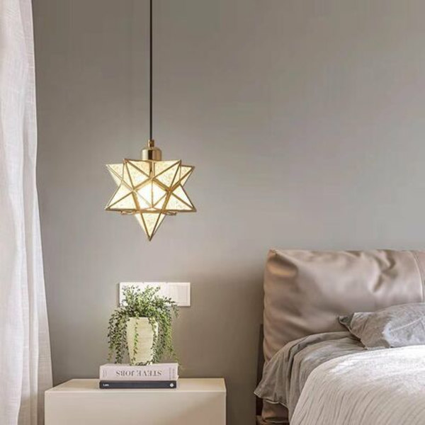 Modern Moravian Star Chandelier Transparent Hanging Star Lamp (guld)