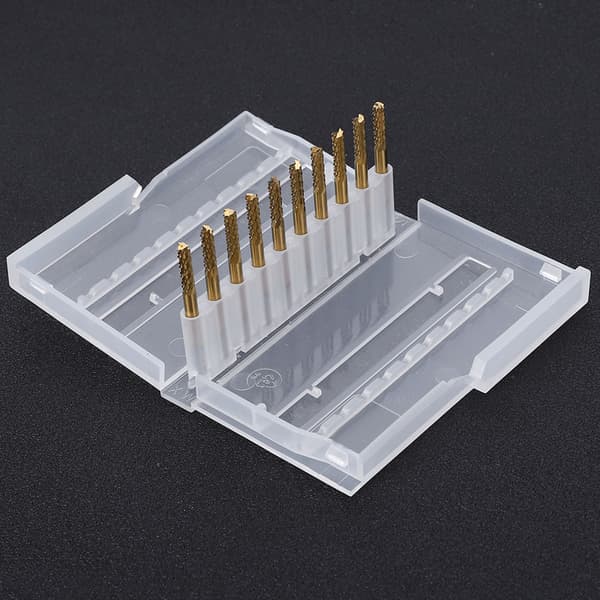 Titaniumbelagd CNC PCB Gravyrbits 10STK 1/8 Tum Skaft 3,175mm Hårdmetall Fräs Set