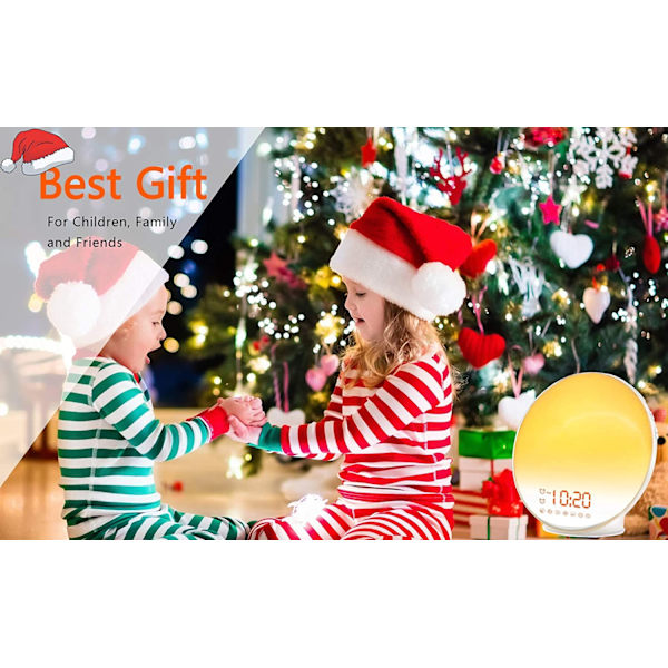 Dawn Light Alarm Clock for Kids, Heavy Sleepers, Dawn Simulation Soveværelse, Sleep Aid, Dual Alarm Clock, FM Radio, Snooze,