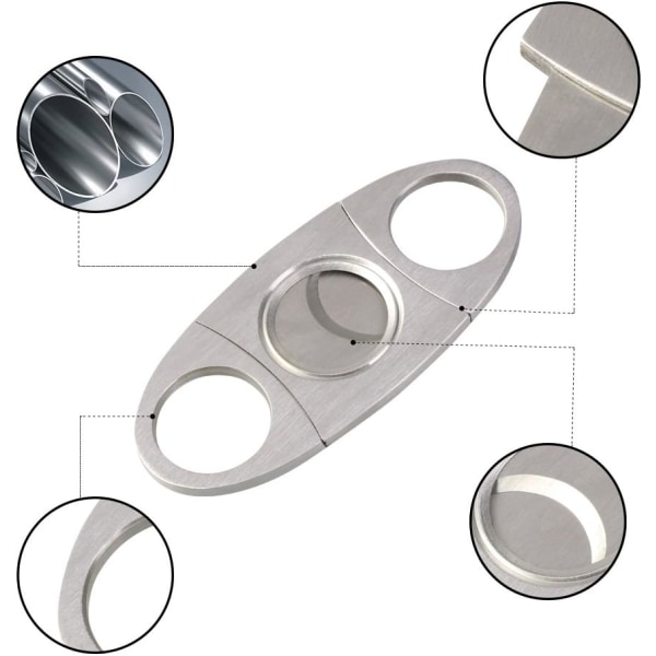 Sølv rustfrit stål cigar cutter, cigar cutter, cigar cutter, dobbelt blad saks