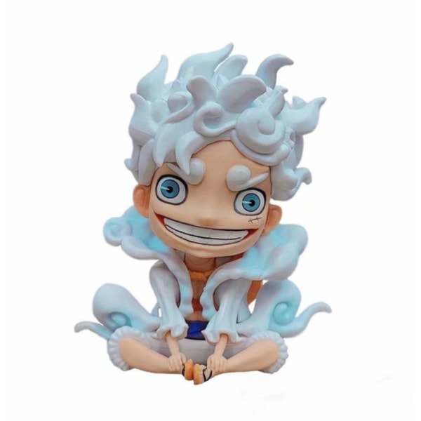 One Piece Q-versjon Five Gear Luffy Sun God Nika Orange White Machine Doll Ornament (2 stykker)